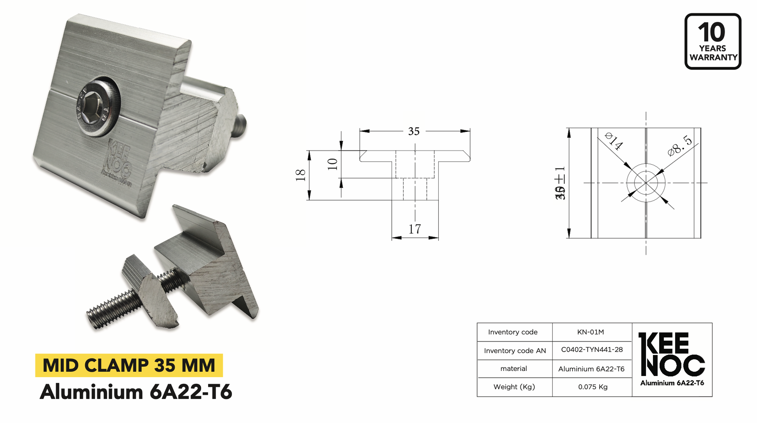MID CLAMP 35 MM : KN-01M