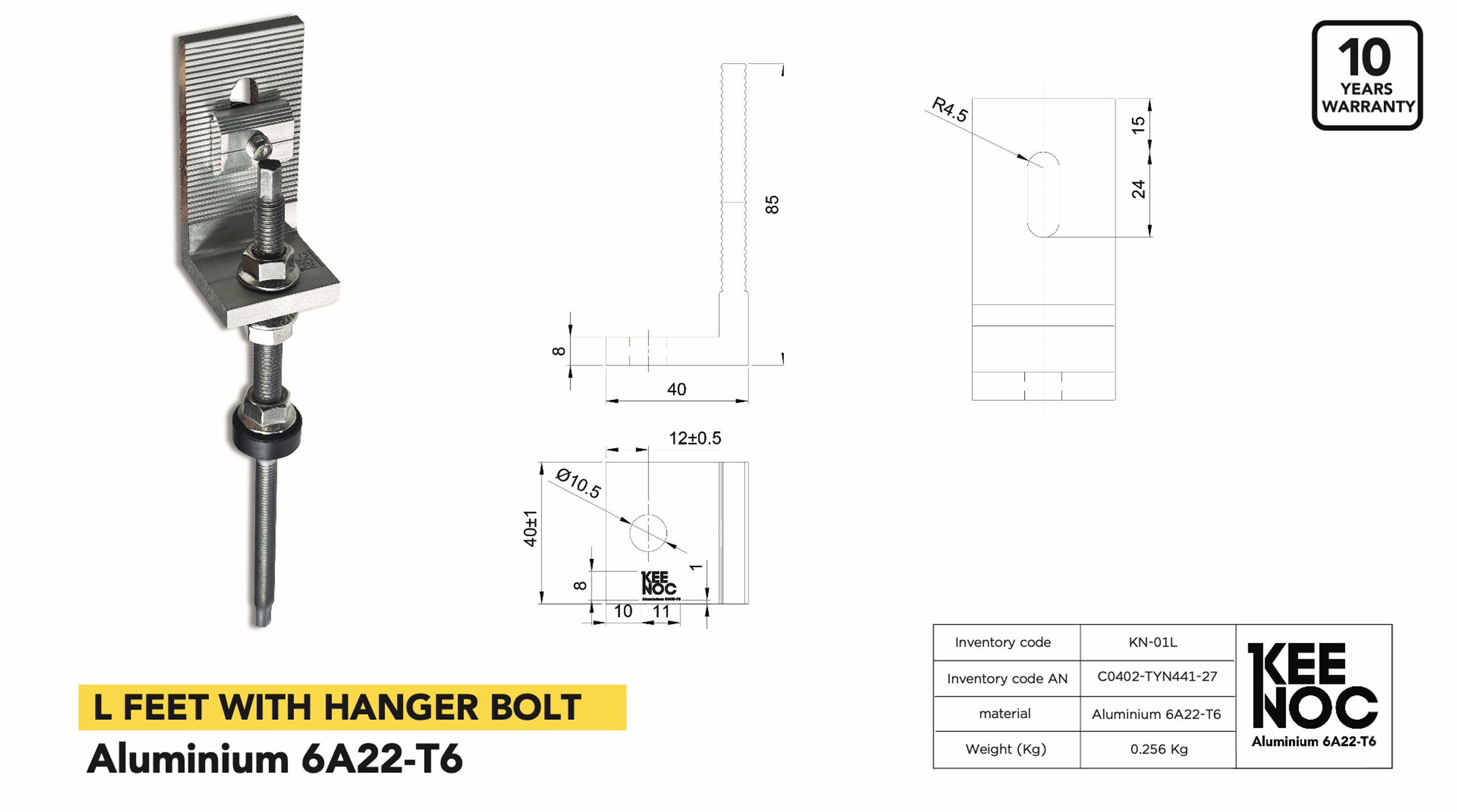 L FEET WITH HANGER BOLT : KN-01L
