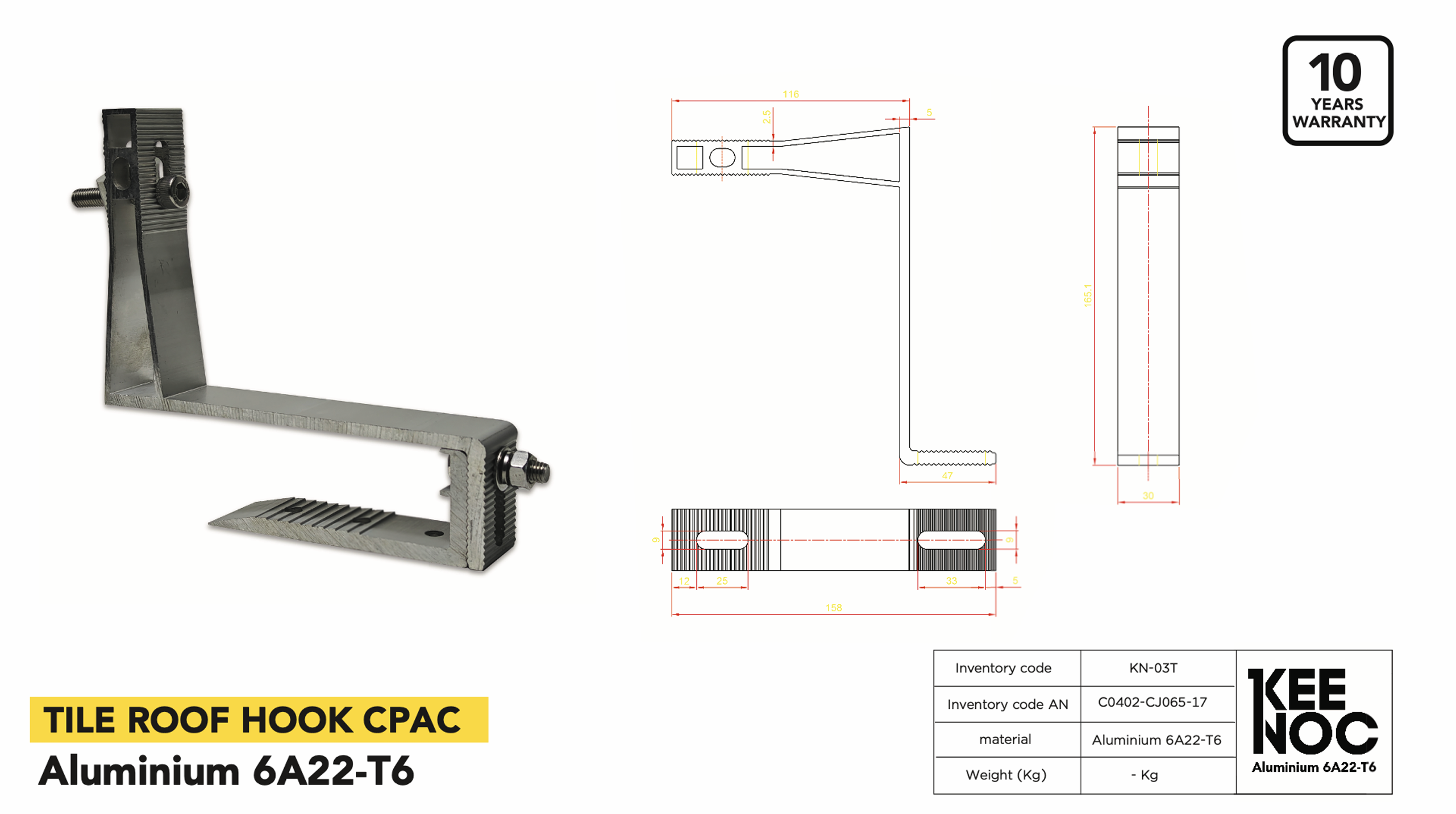 TILE ROOF HOOK CPAC : KN-03T
